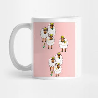 Farm animals on pink background  - Sheep farm Mug